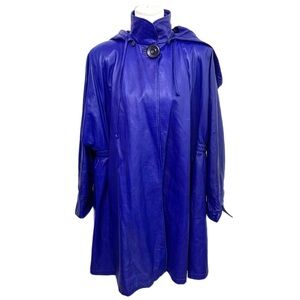 Vintage Blue Leather Jacket Women’s One Size